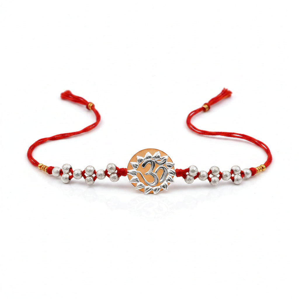OM Design Rakhi in Pure Silver with thread