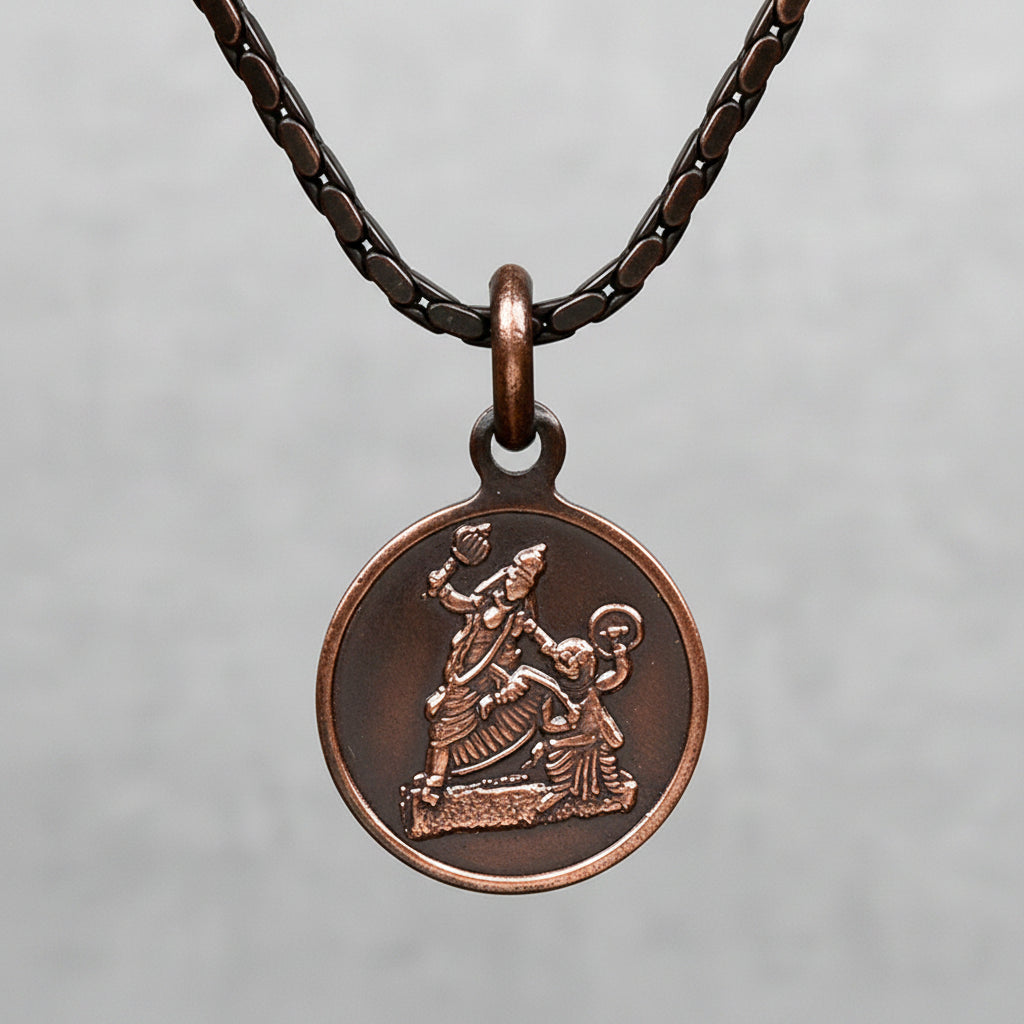 Baglamukhi Yantra Copper Locket-Small-With Copper Chain