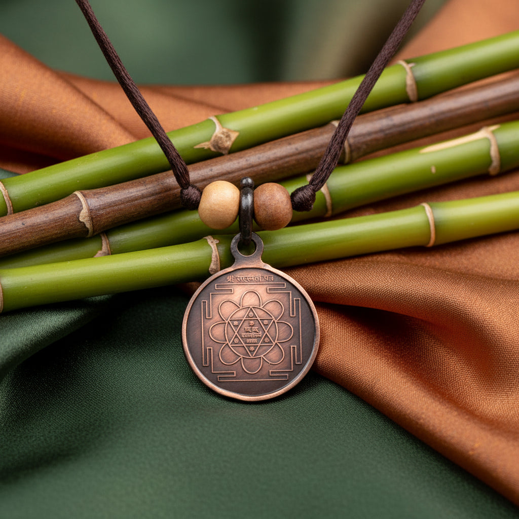 Shree Saraswati Yantra Copper Locket-Large-With Thread