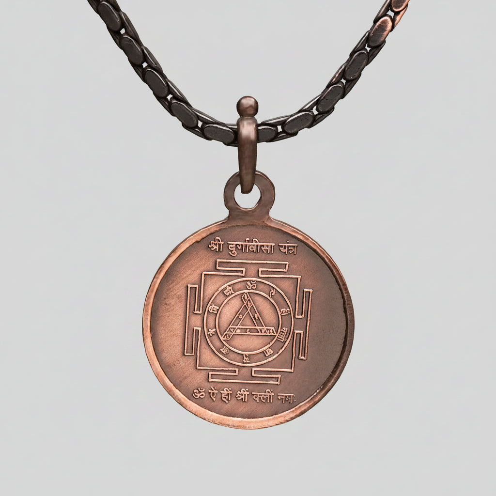 Shree Durga Bisa Yantra Copper Locket-Small-With Copper Chain