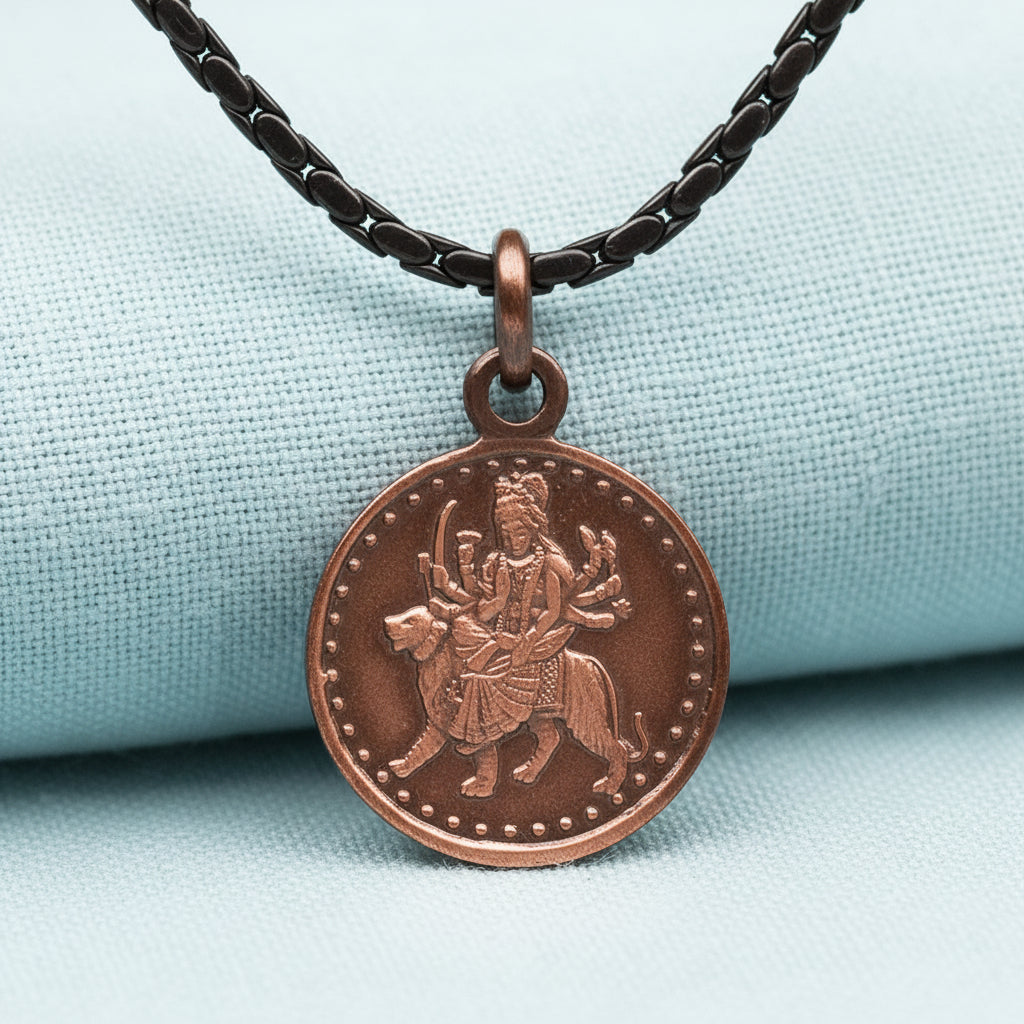 Shree Durga Bisa Yantra Copper Locket-Large-With Copper Chain