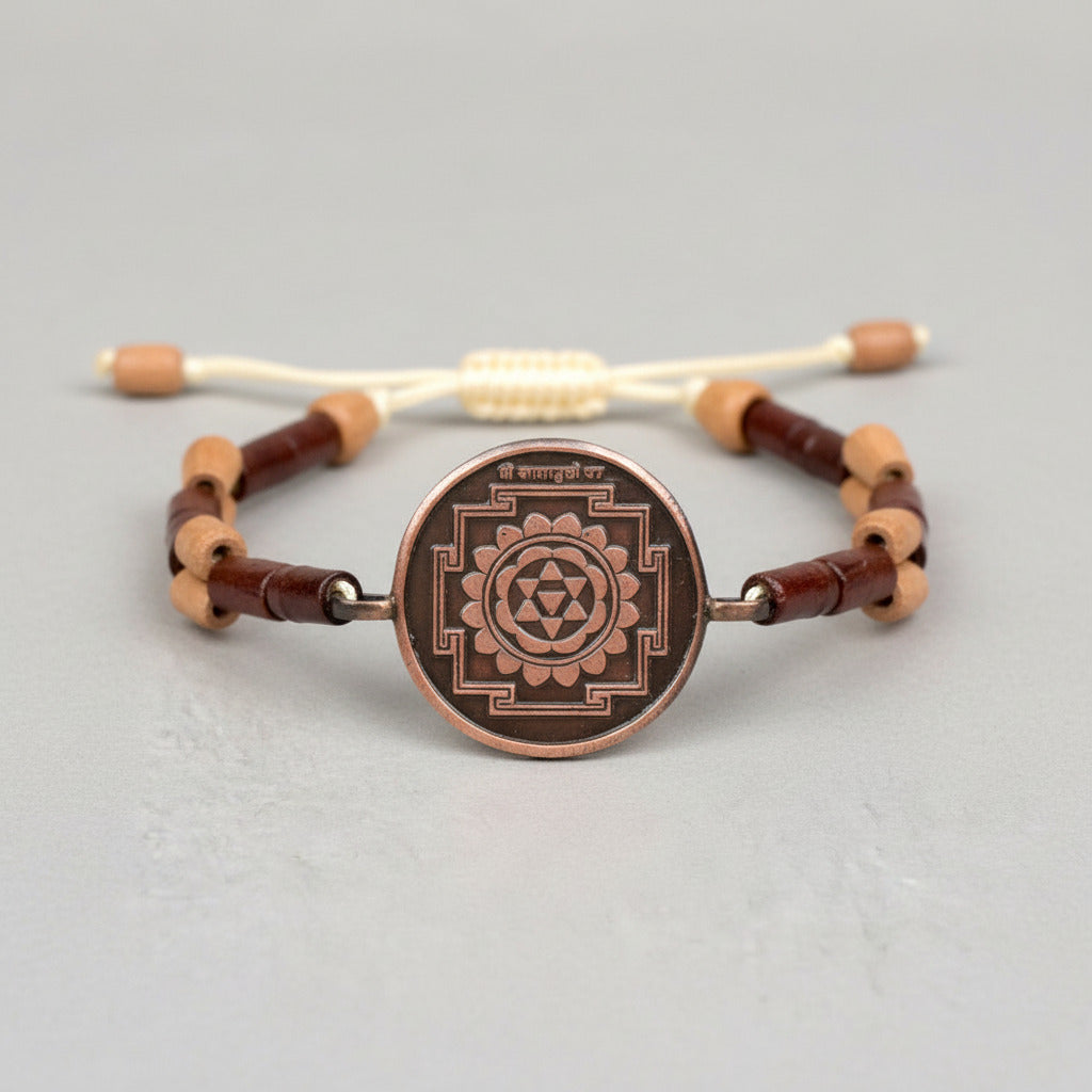 Baglamukhi Yantra Bracelet in Copper-With Adjustable Thread