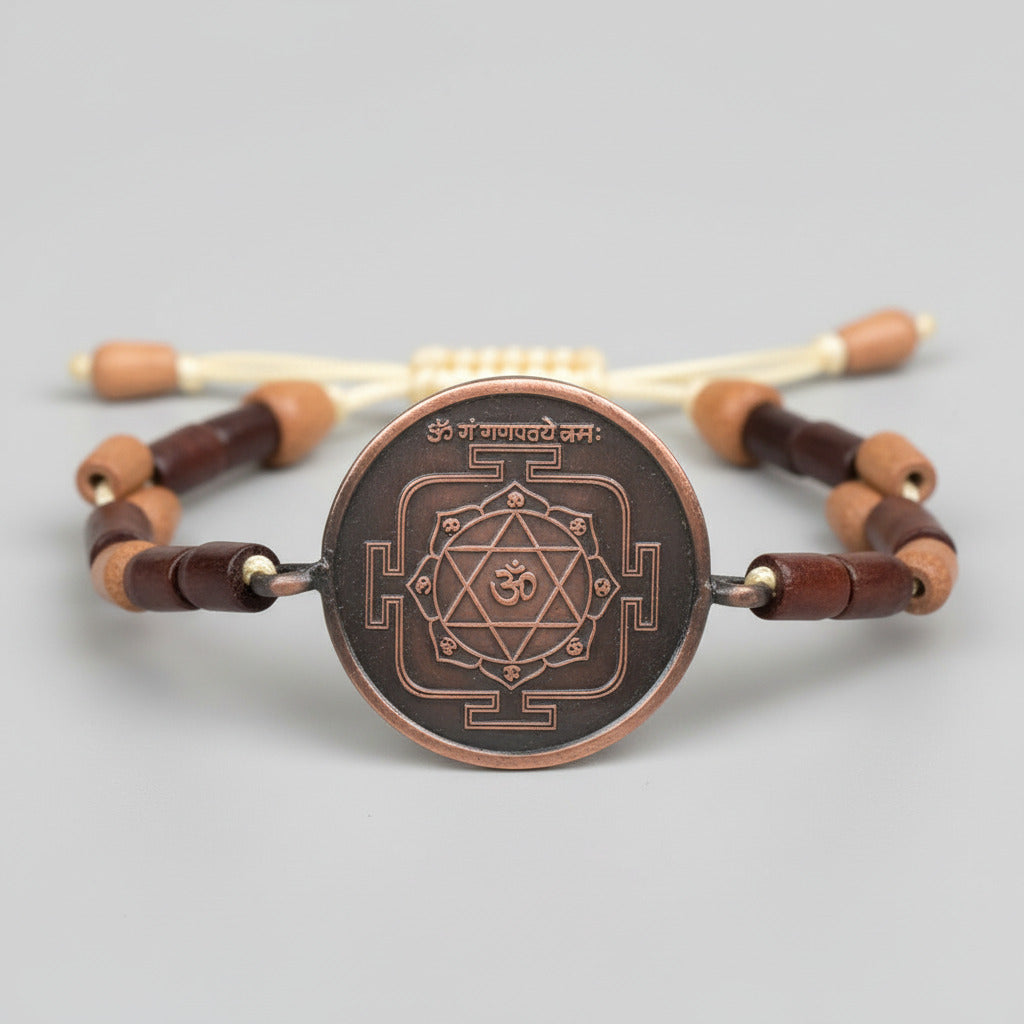 Ganesh Yantra Bracelet in Copper-With Adjustable Thread