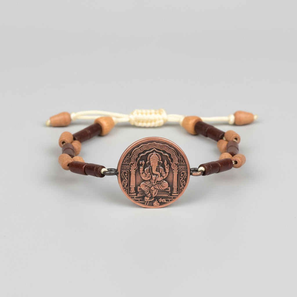 Ganesh Yantra Bracelet in Copper-With Adjustable Thread