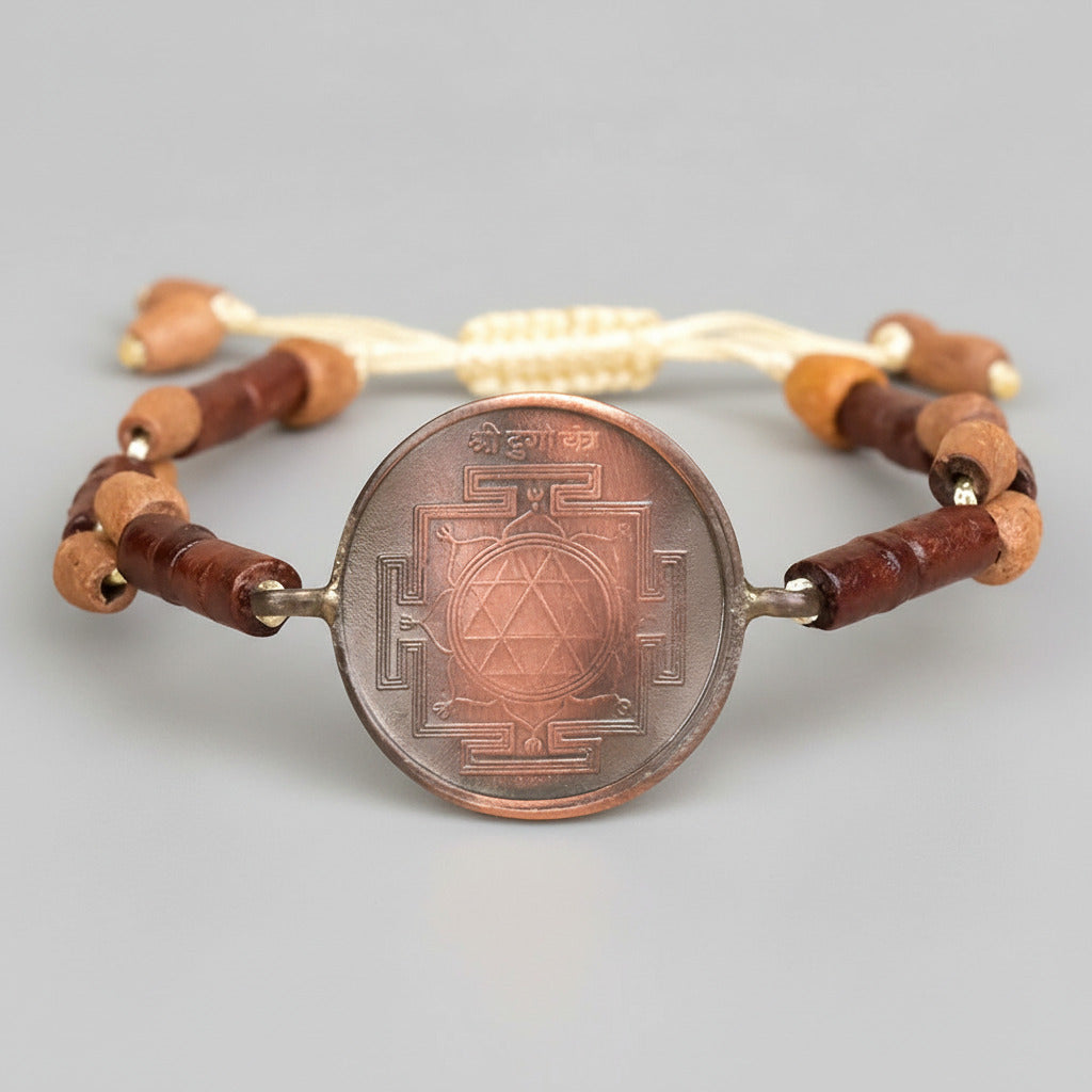 Durga Yantra Bracelet in Copper-With Copper Chain