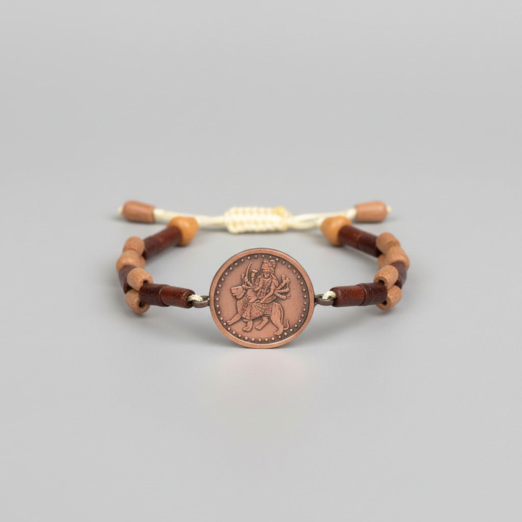 Durga Yantra Bracelet in Copper-With Adjustable Thread