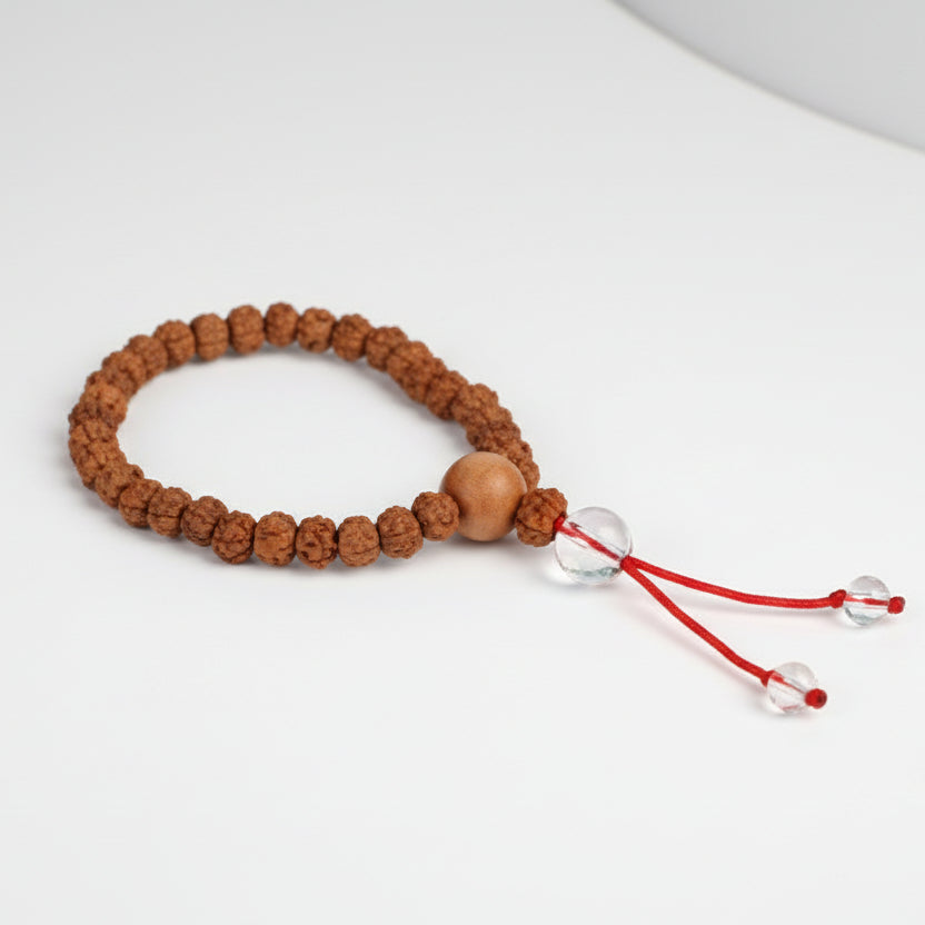 5 Mukhi Guru Bracelet With Sphatik Sumeru (7 mm)-Elastic