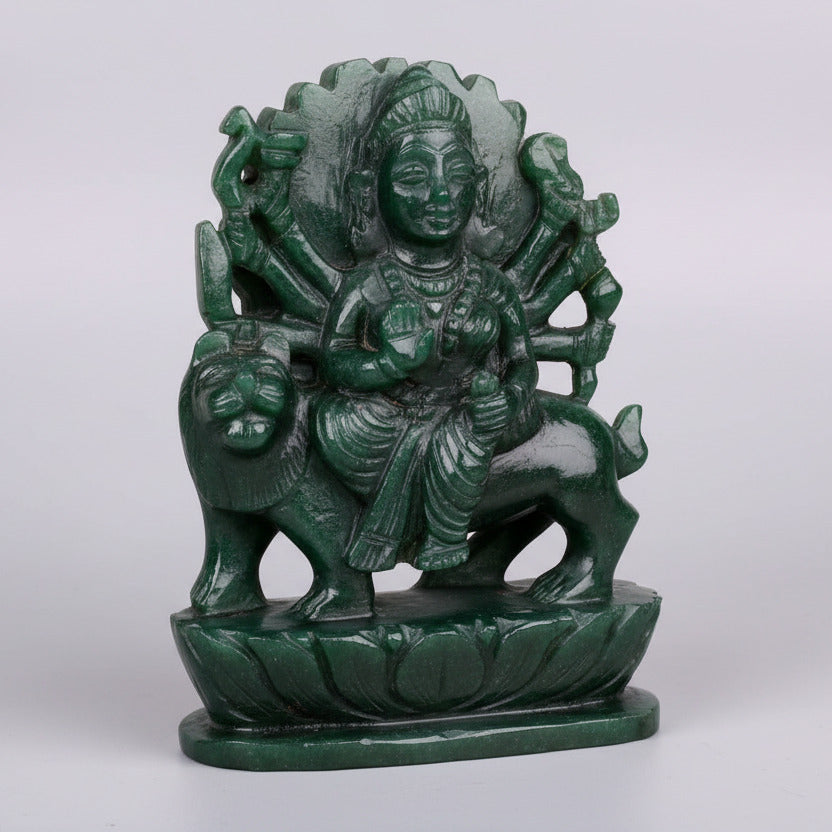 Maa Durga Green Jade Gemstone Idol - 940 gms
