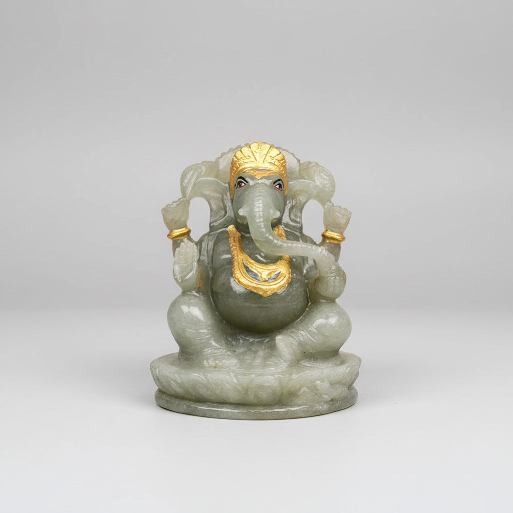 Austrailian Green Jade Ganesha Idol - 695 gms