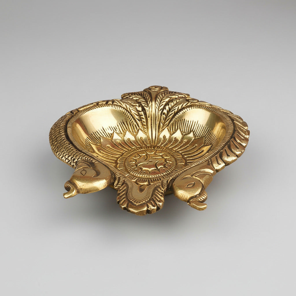 Peacock Brass Akhand Diya