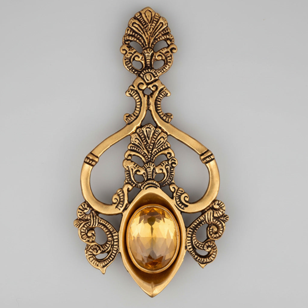 Brass Designer Puja Aarti Spoon-One Piece