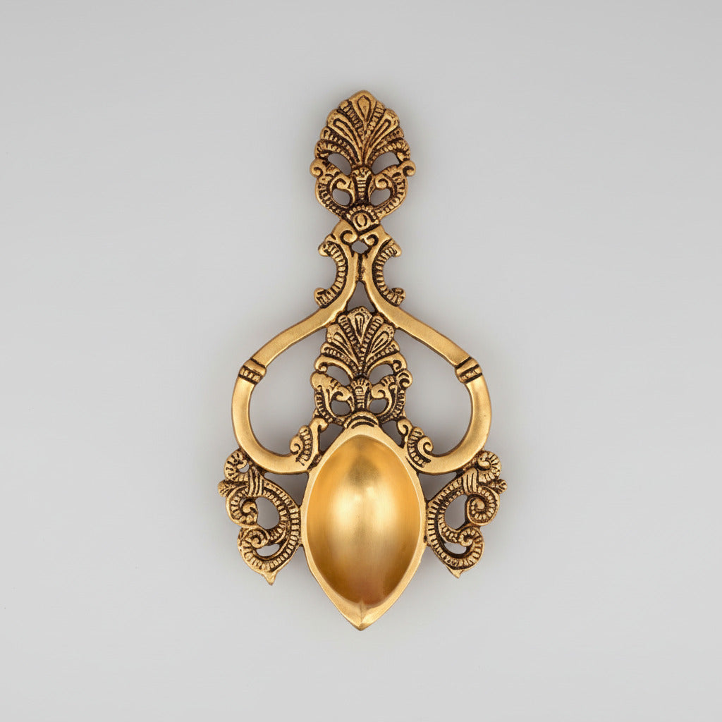 Brass Designer Puja Aarti Spoon-Set of 2