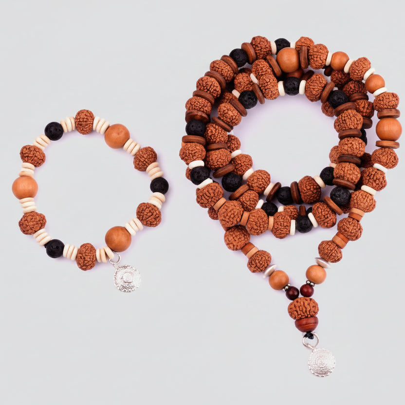 9 Mukhi Durga Mala and Bracelet Set