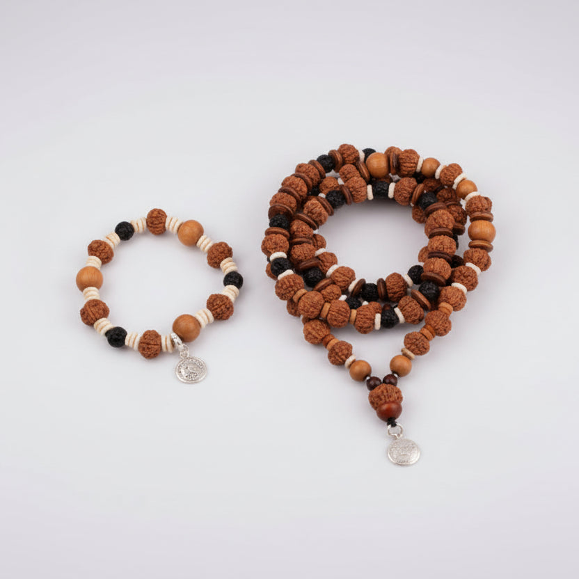 9 Mukhi Durga Mala and Bracelet Set