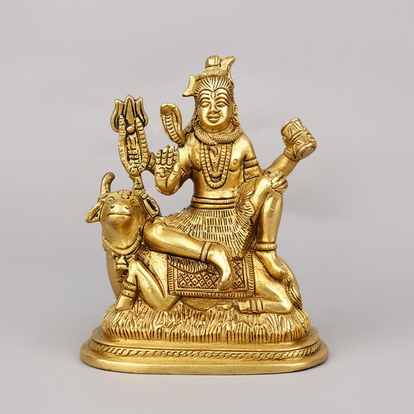 Shiva on Nandi Brass Idol