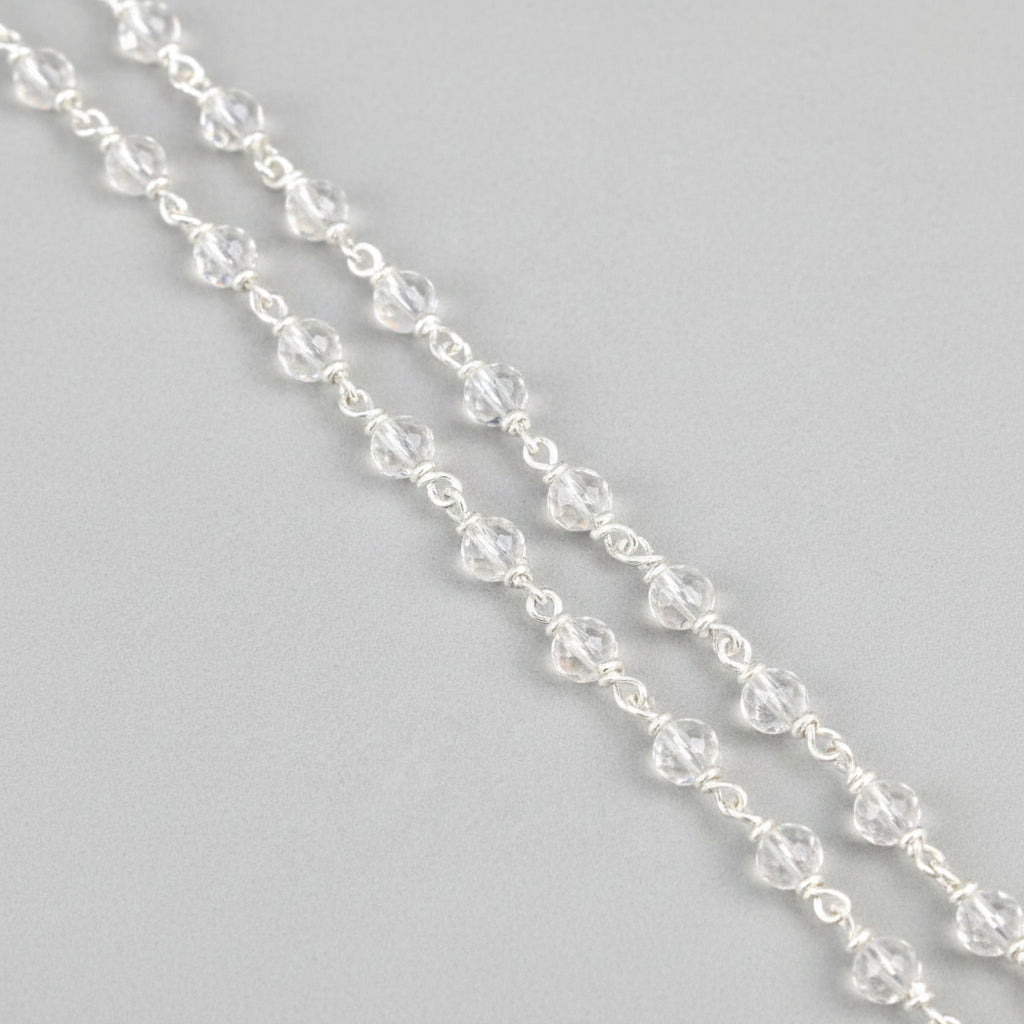 Rose Quartz 925 Silver Wire Mala-8 mm