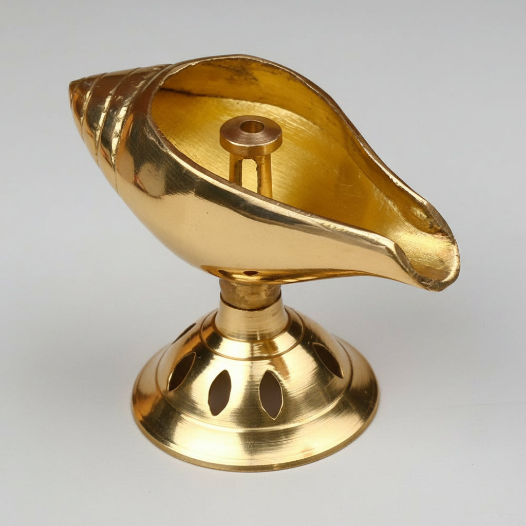 Brass Shankh Diya-Antique Finish
