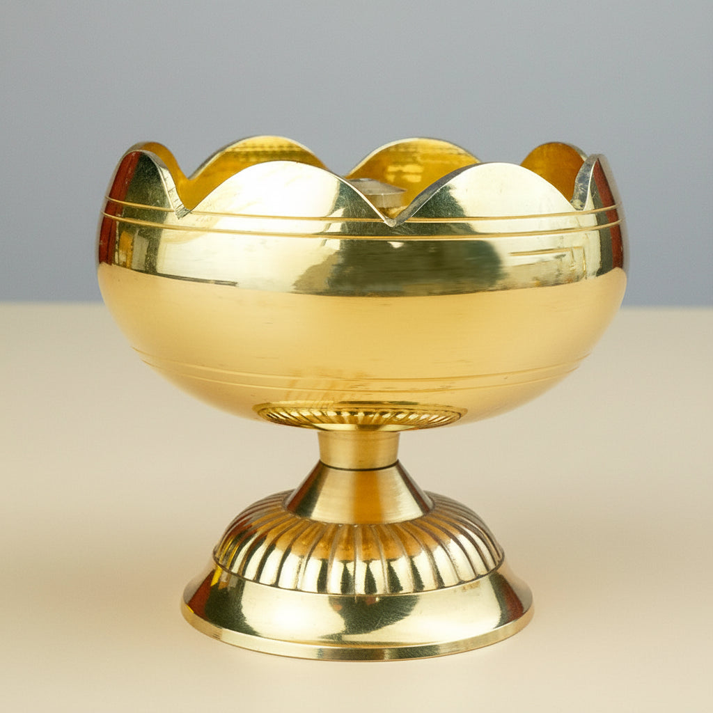 Brass Tomato Diya-Gold Finish