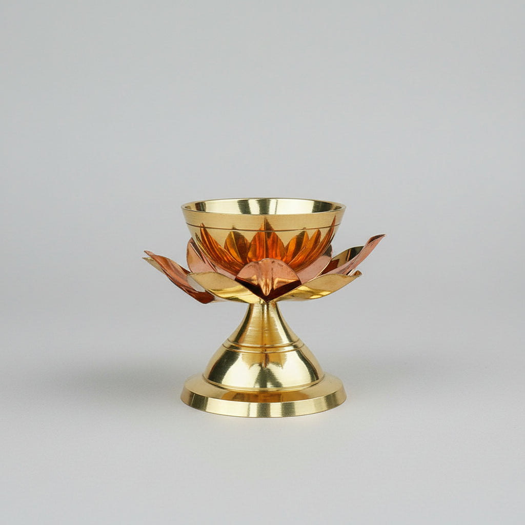Brass Flower Deepak Diya-Small