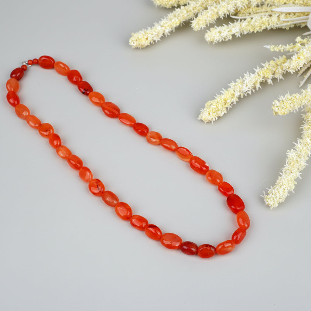 Carnelian Oval Beads Necklace