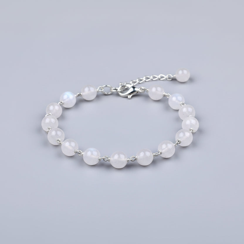 Rose Quartz German Silver Wire Bracelet-10 mm