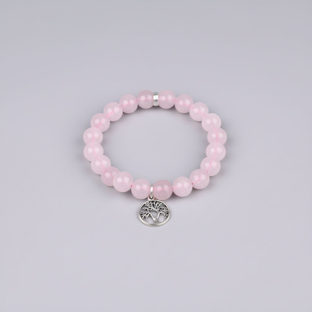 Rose Quartz Tree of Life Bracelet-8 mm