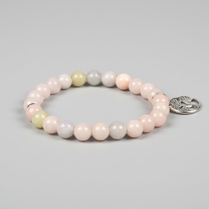 Natural Morganite Tree of Life Bracelet