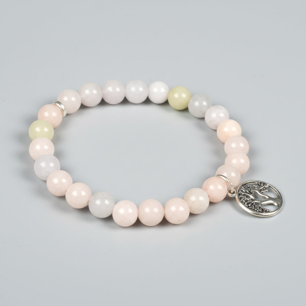 Natural Morganite Tree of Life Bracelet