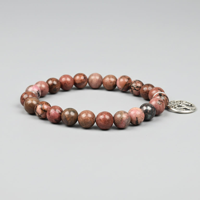 Dark Pink Opal Tree of Life Bracelet
