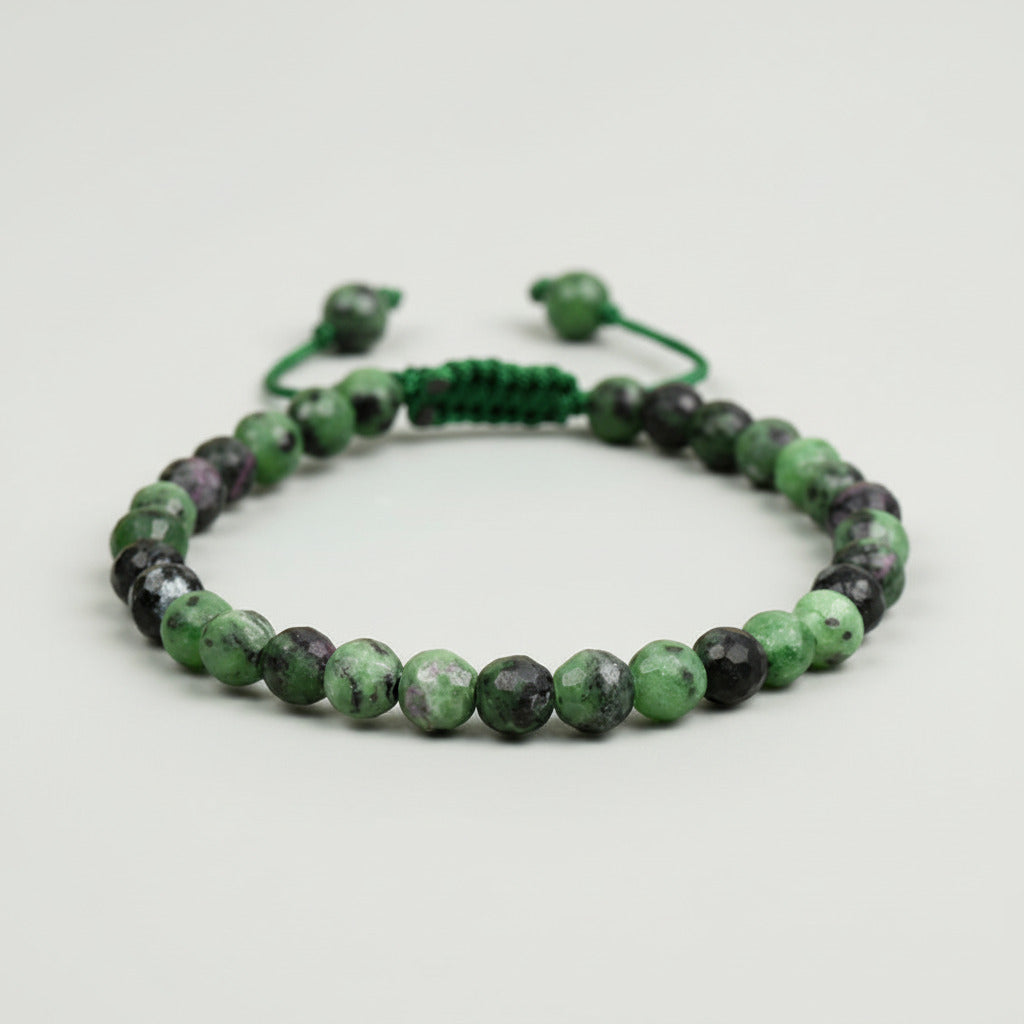 Ruby Zoisite Faceted Adjustable Thread Bracelet