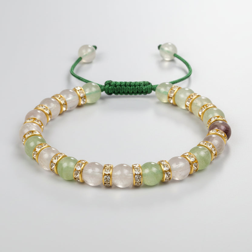 Fluorite Diamond Chakri Adjustable Bracelet