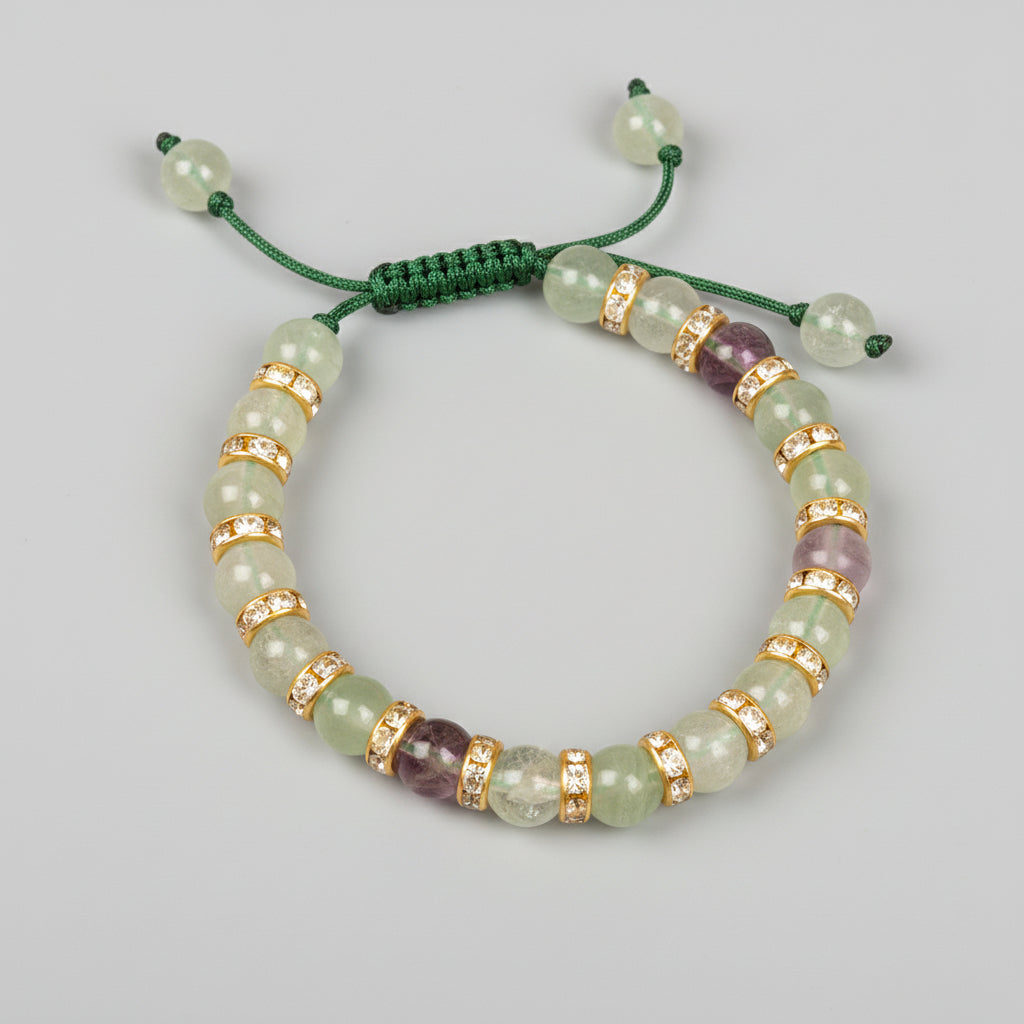 Fluorite Diamond Chakri Adjustable Bracelet