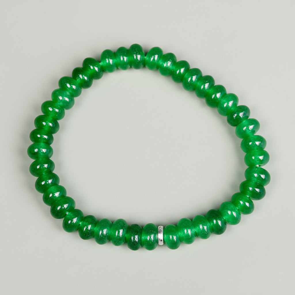 Green Onyx Button Shape Beads Bracelet