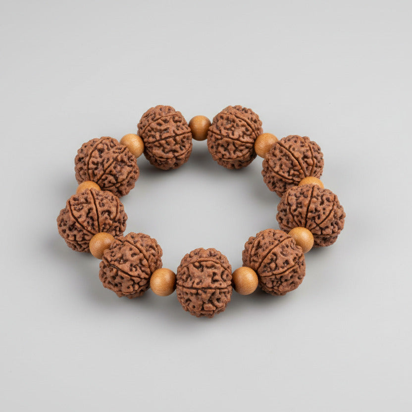 10 Mukhi Nepali Rudraksha x White Sandal Adjustable Bracelet