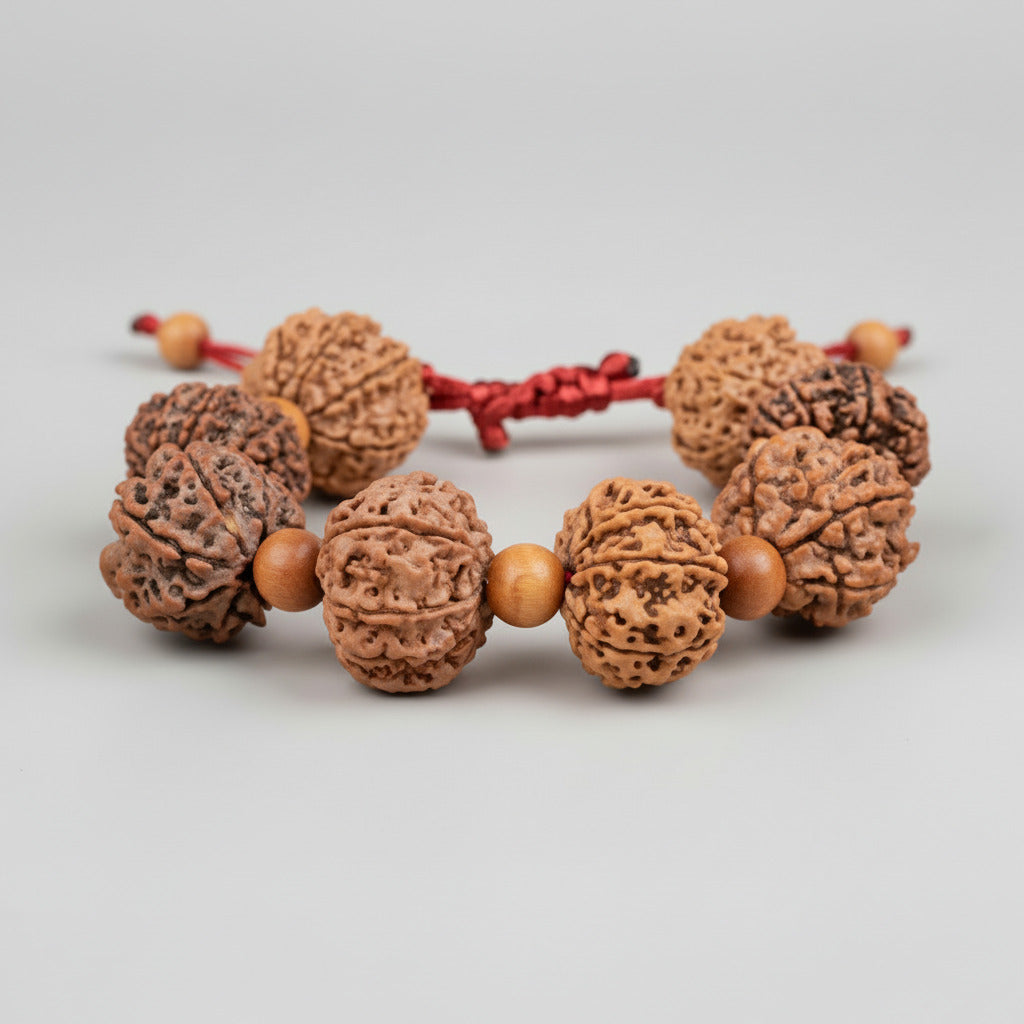 10 Mukhi Nepali Rudraksha x White Sandal Adjustable Bracelet
