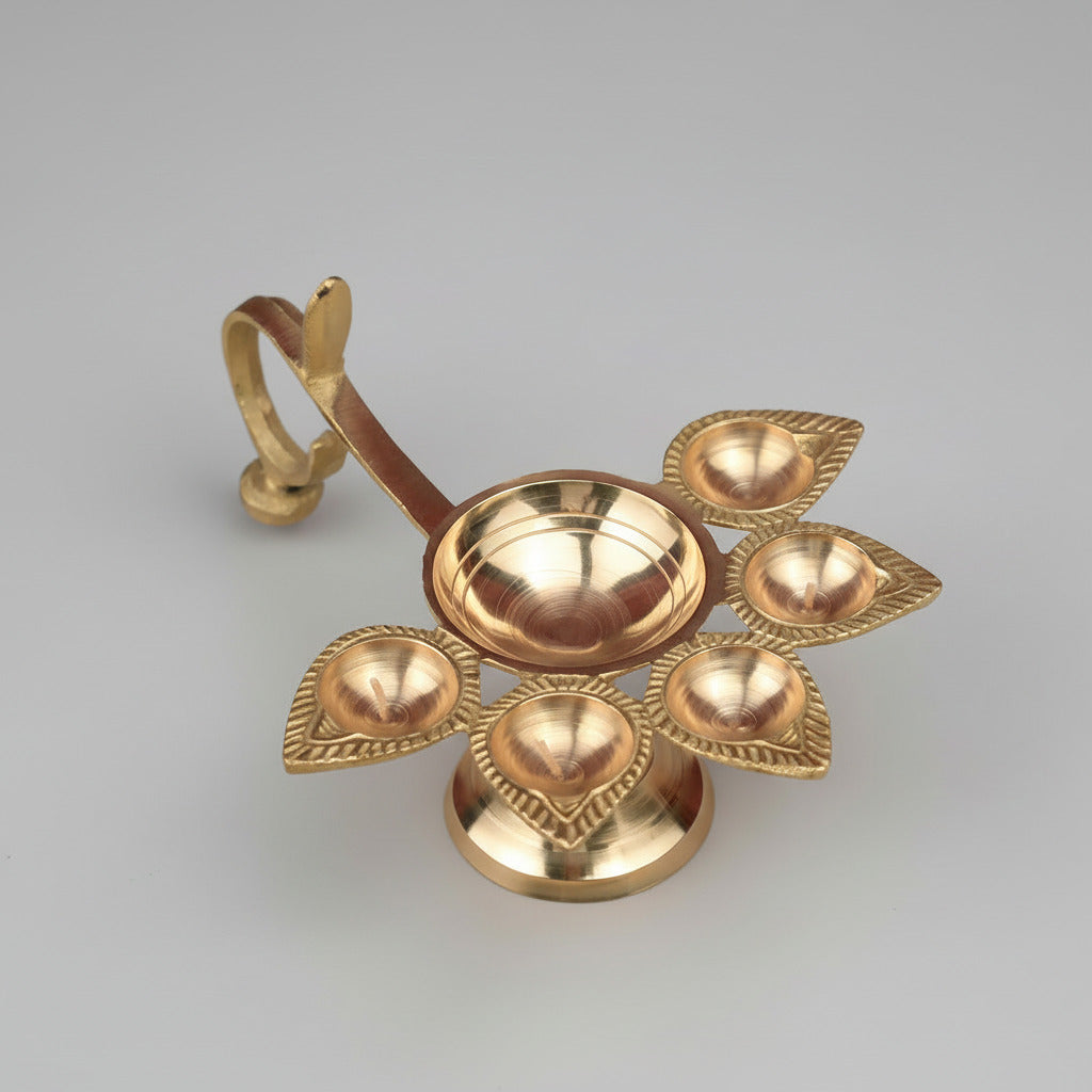 Traditional Panch Deepak Brass Aarti Diya-Regular