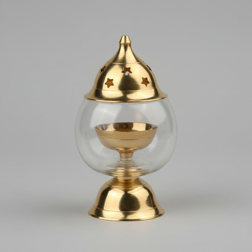 Brass Nanda Deep Glass Cover Diya