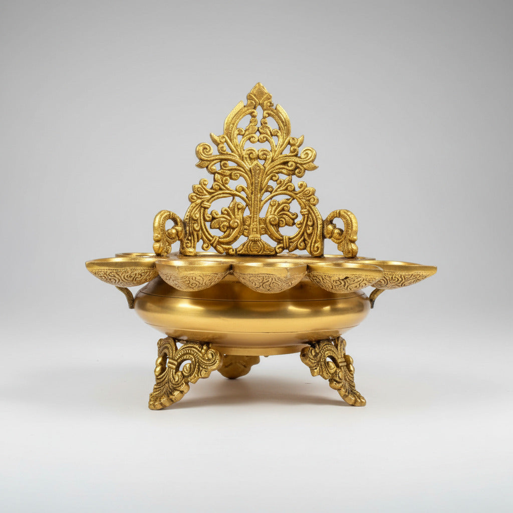 Panchmukhi Diyas Urli In Brass