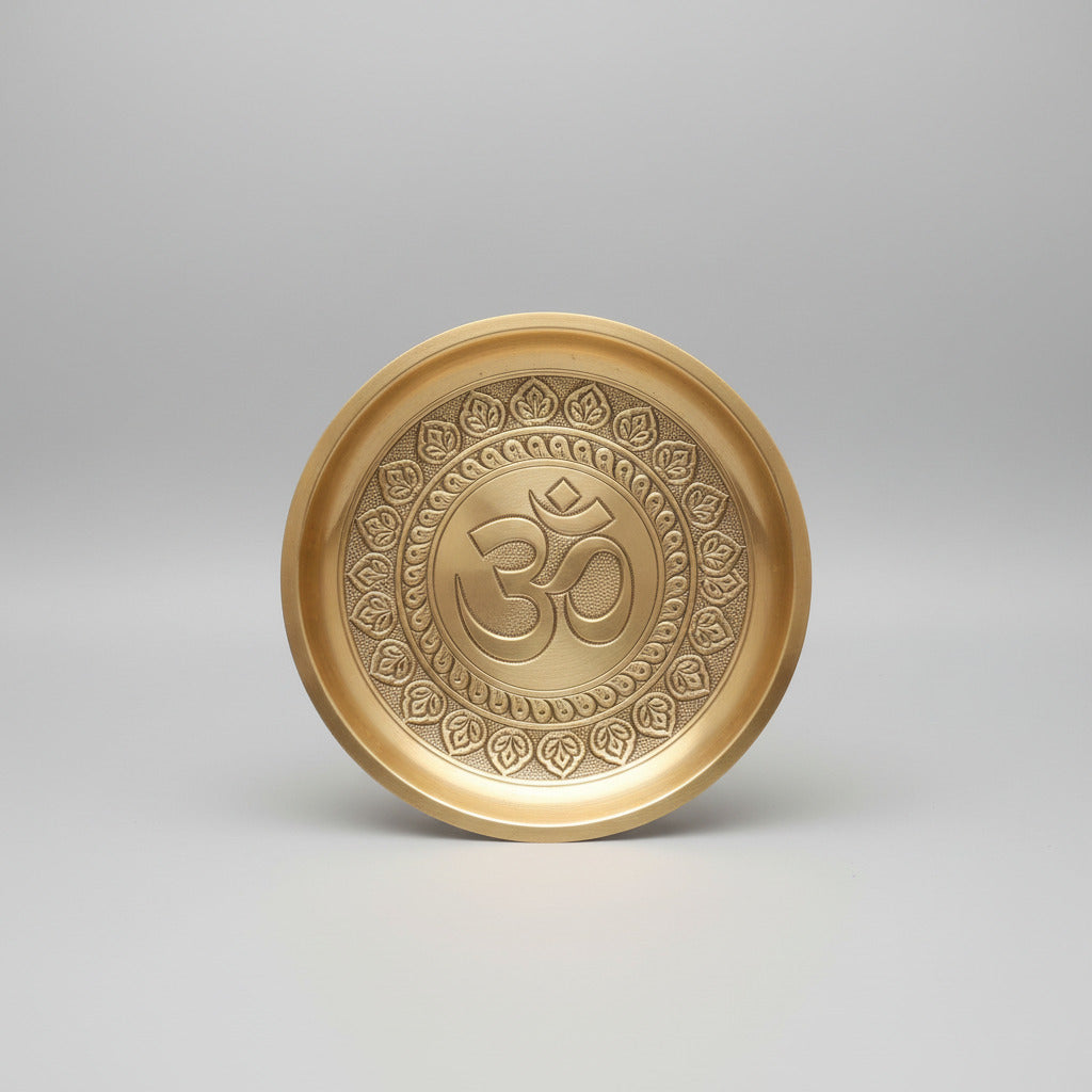 Kalash Embossed Brass Puja Thali