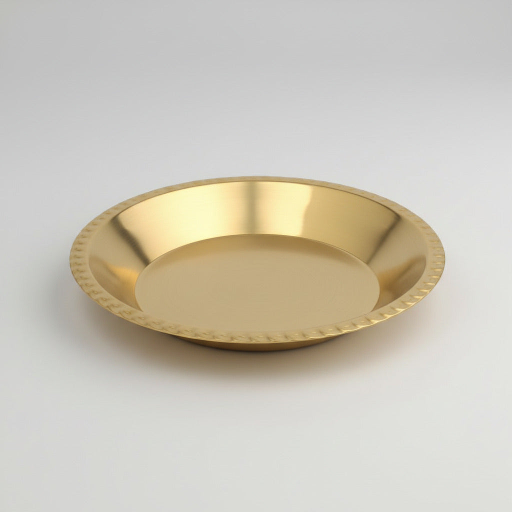 Brass Puja Thali-Large-Gold Finish