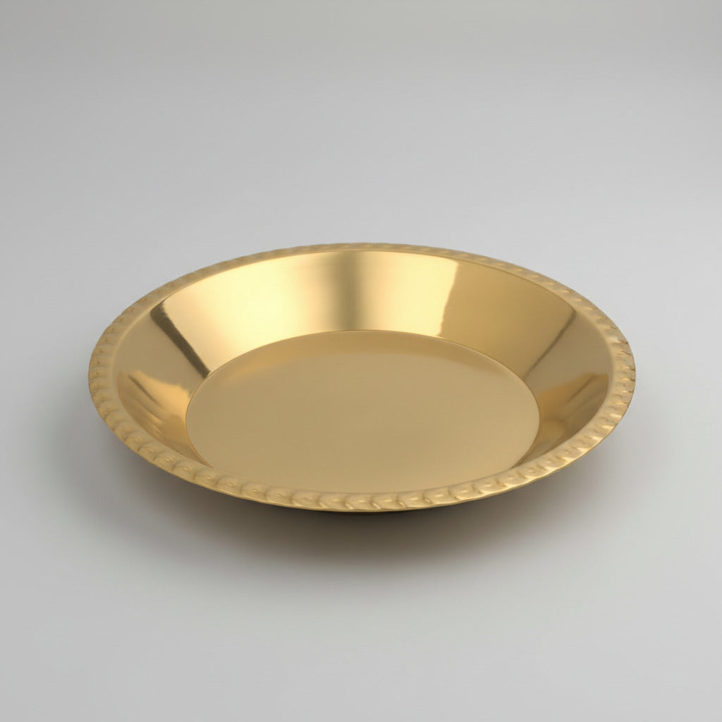 Brass Puja Thali-Small-Gold Finish