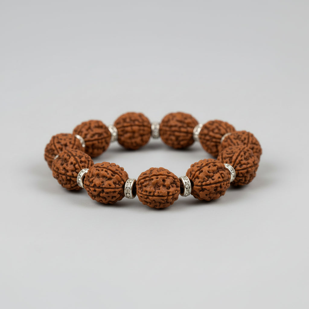 5 Mukhi Guru Bracelet with Designer Spacers - 15 mm