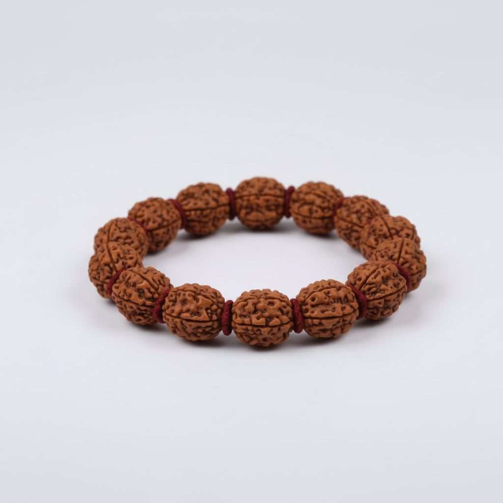 5 Mukhi Guru Bracelet in Woolen Spacers - 15 mm