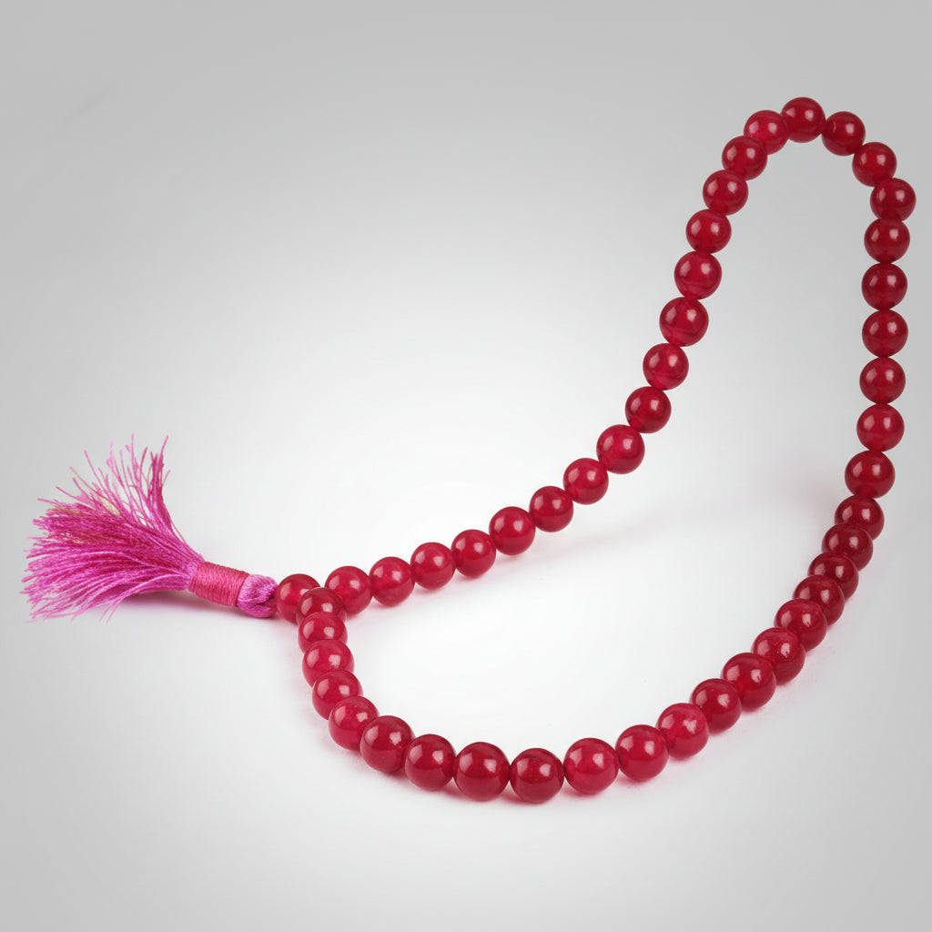 Dark Pink Jade Round Mala-6 mm