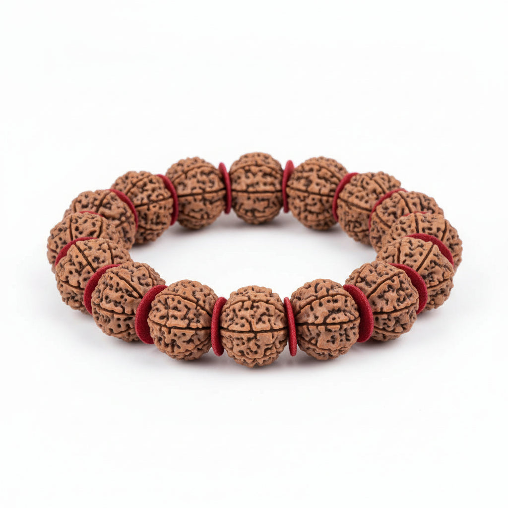 10 Mukhi Nepali Rudraksha Woolen Spacers Bracelet
