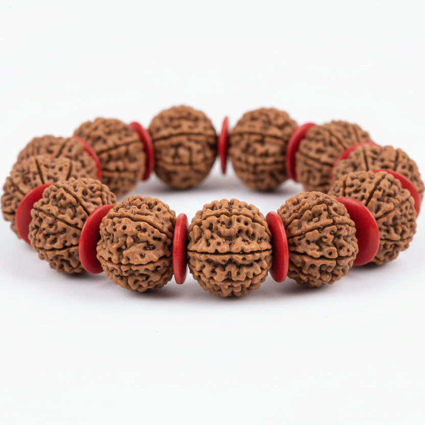 10 Mukhi Nepali Rudraksha Woolen Spacers Bracelet