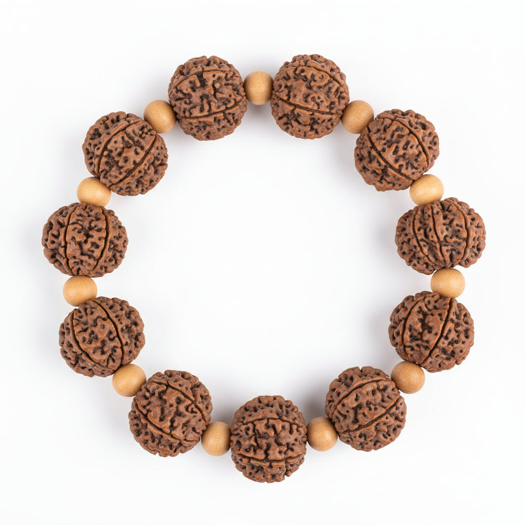10 Mukhi Nepali Rudraksha x White Sandal Bracelet