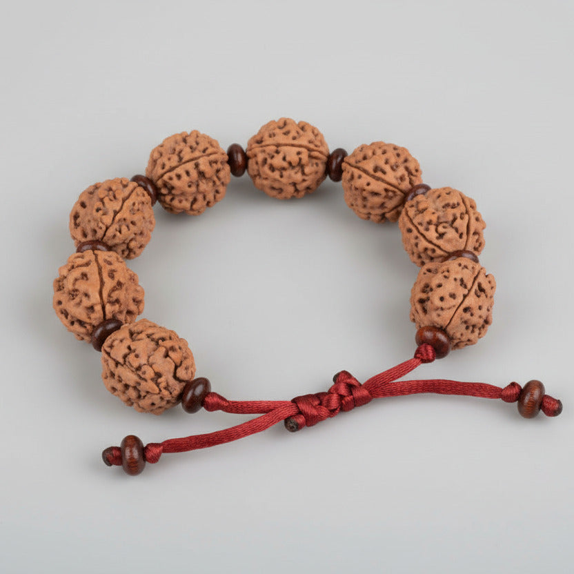 3 Mukhi Nepali Rudraksha x Red Sandal Adjustable Bracelet-Regular