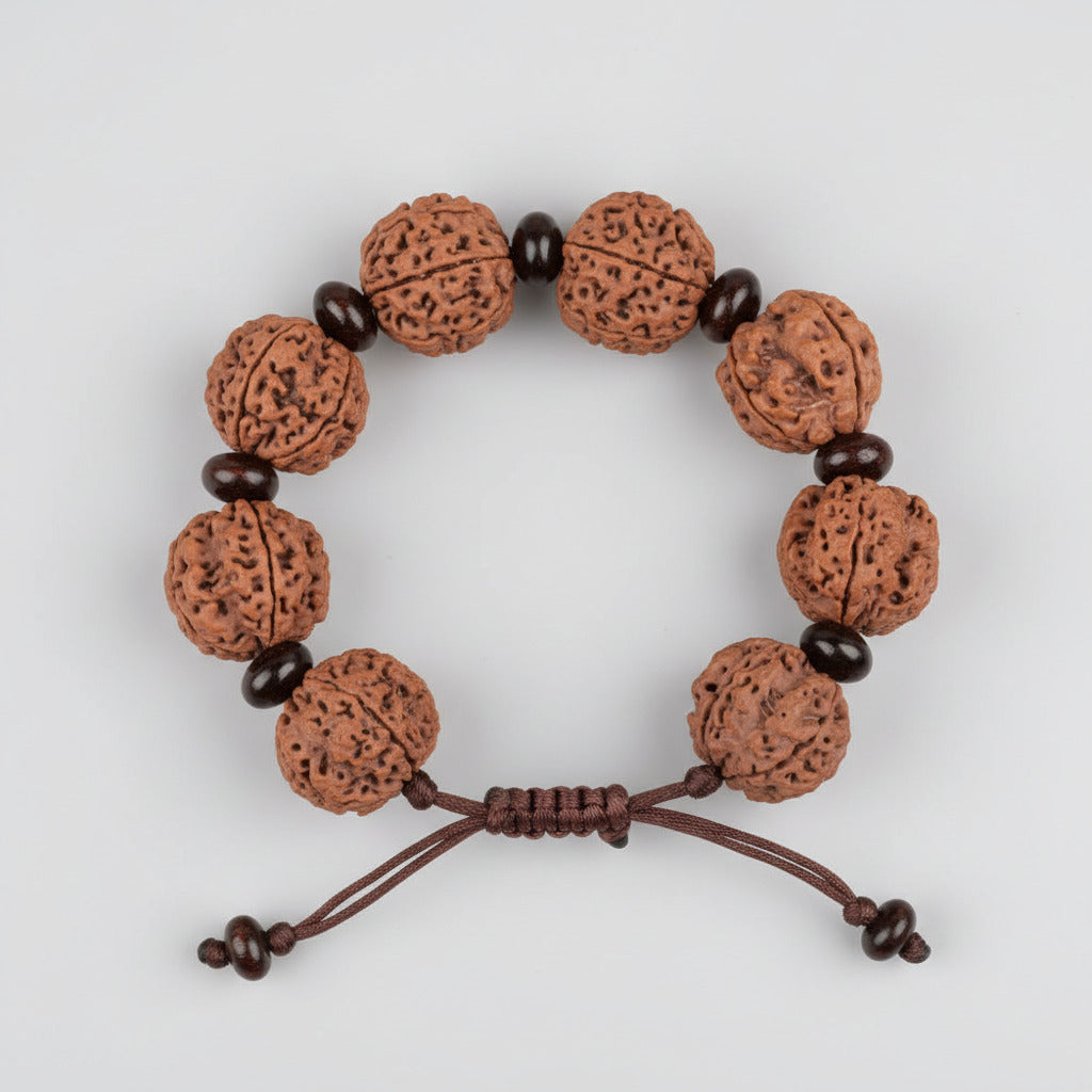 4 Mukhi Nepali Rudraksha x Red Sandal Adjustable Bracelet-Regular