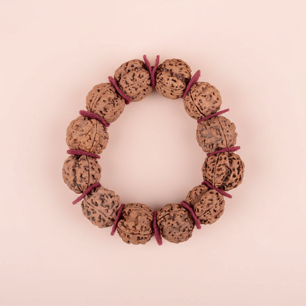 4 Mukhi Nepali Rudraksha Woolen Spacers Bracelet-Small